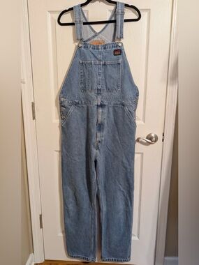 LEVI’S Men's Faded Blue Denim Carpenter Bib Jeans Red Tab Overalls Size Large